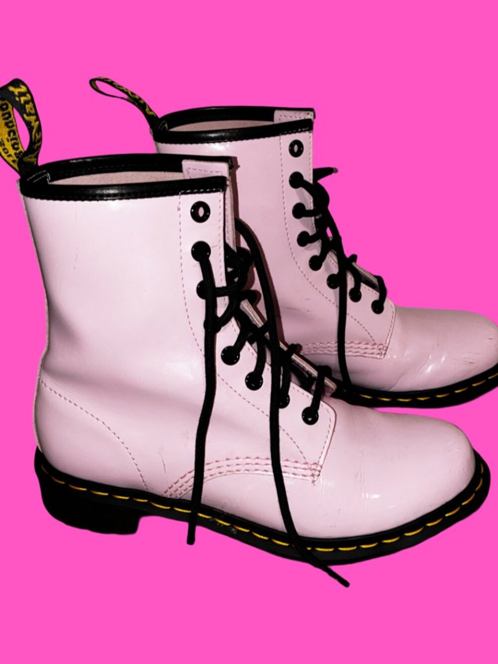 Sz.8*Doc Martens*Pink Patent Leather Combat Boots - Picture 6 of 10
